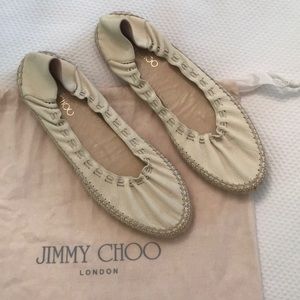 New Jimmy Choo Cream Leather Slip Ons Size 40.5
